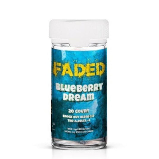 FADED 20 CT KNOCK OUT BLEND 2.0 THC-A D9 1000MG PER GUMMY – Blueberry Dream