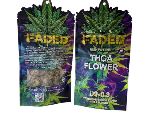 Faded Hydroponic Indoor Exotic THCA Flower D9<0.3 - Pineapple Express SATIVA- 10 GM