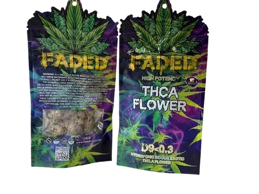 Faded Hydroponic Indoor Exotic THCA Flower D9<0.3 - Top Gun INDICA - 10 GM