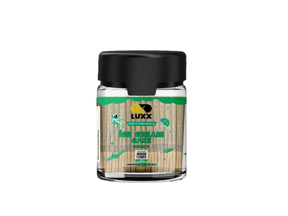 LUXX THC-A 40 COUNT PRE-ROLLS JAR – ICE CREAM CAKE – 2 GM (40 Pcs)