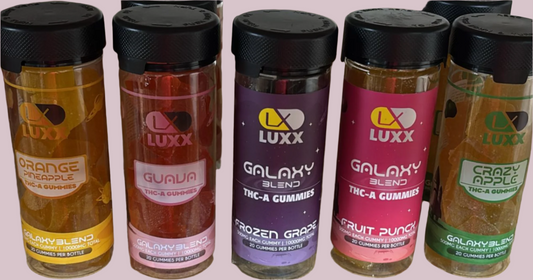 LUXX THCA GUMMIES 500 MG EACH GUMMY - 10000 MG JAR - 20 GUMMIES PER BOTTLE