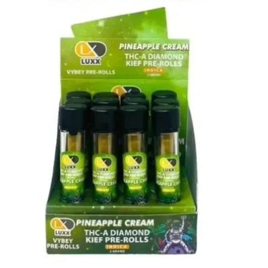 LUXX THCA DIAMOND KIEF PRE-ROLLS – PINEAPPLE CREAM (INDICA) – 2 GM 12CT