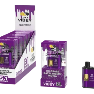 LUXX VIBEY DELTA8+DELTA 11+THCP+LIVE RESIN 5.1GM – OG GRAPE RAZZLEBERRY