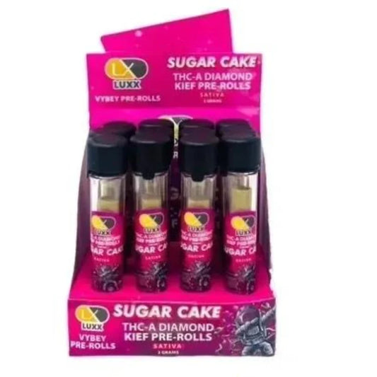 LUXX THCA DIAMOND KIEF PRE-ROLLS – SUGAR CAKE (SATIVA) – 2 GM 12CT