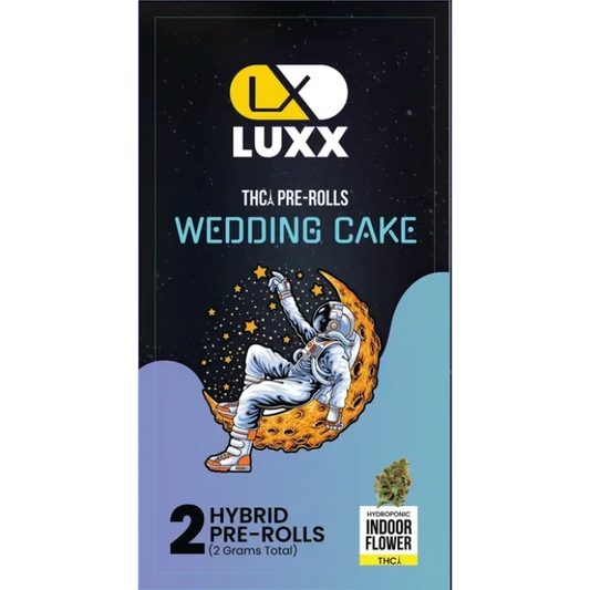 LUXX THCA 2 GM PRE ROLLS – WEDDING CAKE HYBRID – 2 GM (2 Pcs Pack)