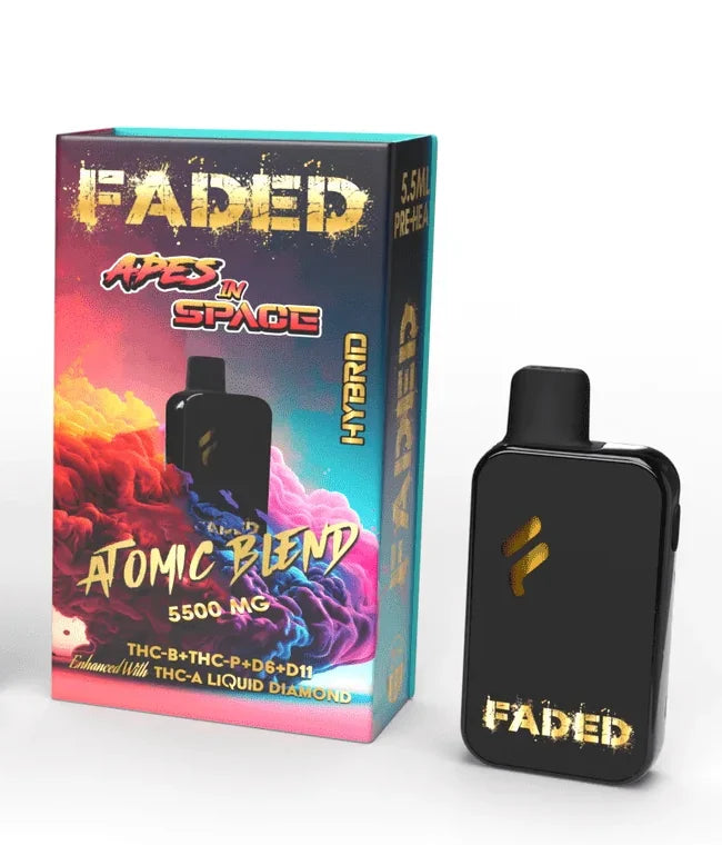 FADED THC-B+THC-P+D6+D11 ENHANCED WITH THC-A LIQUID DIAMOND RECHARGEABLE DISPOSABLE – HYBRID APES IN SPACE 5.5ML