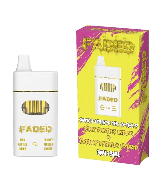 FADED SWITCH EDITION THC-A & THC-P 6ML DISPOSABLES – 3ML+3ML SUPER SOUR DIESEL SATIVA & PURPLE DUTCH HYBIRD