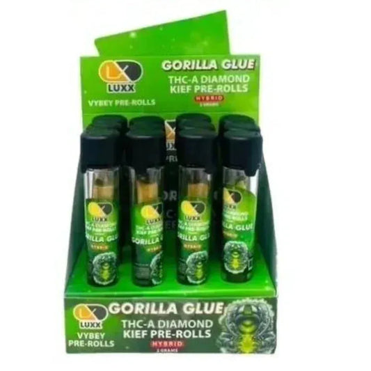 LUXX THCA DIAMOND KIEF PRE-ROLLS – GORILLA GLUE (HYBRID) – 2 GM 12CT