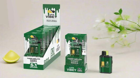 LUXX VIBEY DELTA8+DELTA 11+THCP+LIVE RESIN 5.1GM – TIGER MELON CANDY