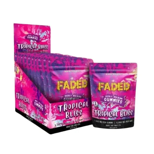 FADED Delta 9 Mix Blend Gummies 5000MG PER BAG/1000MG PER GUMMY/5 Gummy Bag/10Bags – 50000MG PER BOX – Tropical Bliss